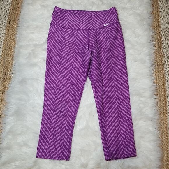 Nike Dri-fit Purple Capri Running Leggings - Picture 1 of 9
